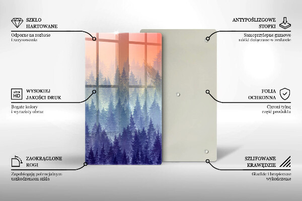 Skleněná krájecí deska Les při západu slunce