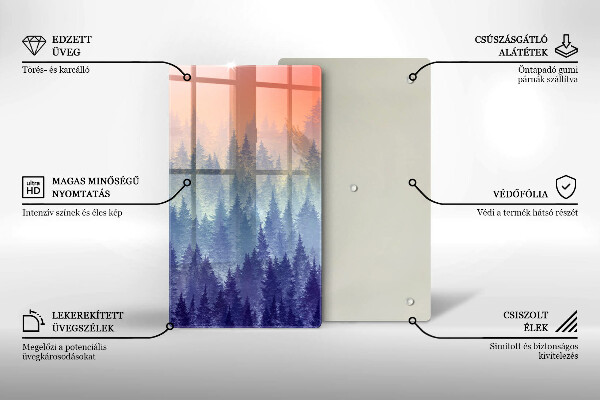 Skleněná krájecí deska Les při západu slunce