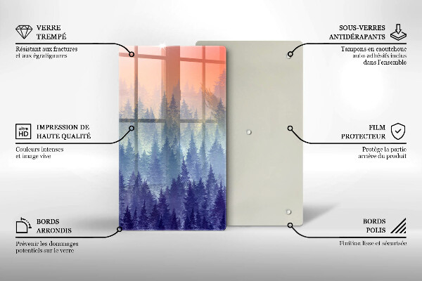 Skleněná krájecí deska Les při západu slunce
