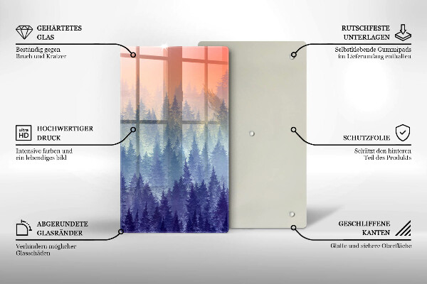 Skleněná krájecí deska Les při západu slunce