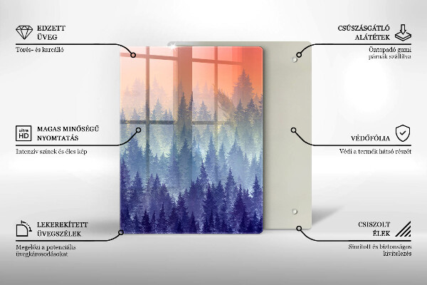 Skleněná krájecí deska Les při západu slunce