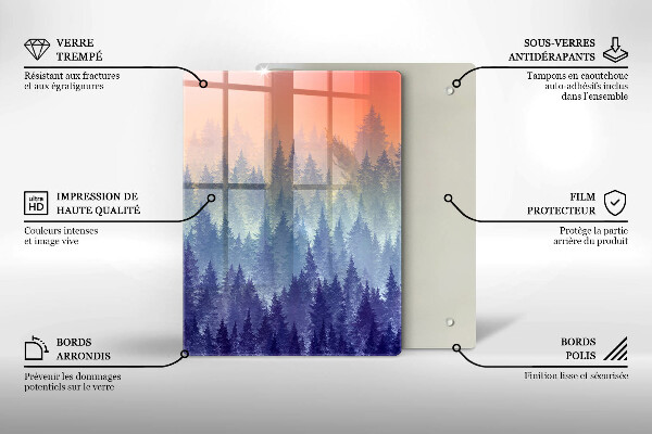Skleněná krájecí deska Les při západu slunce