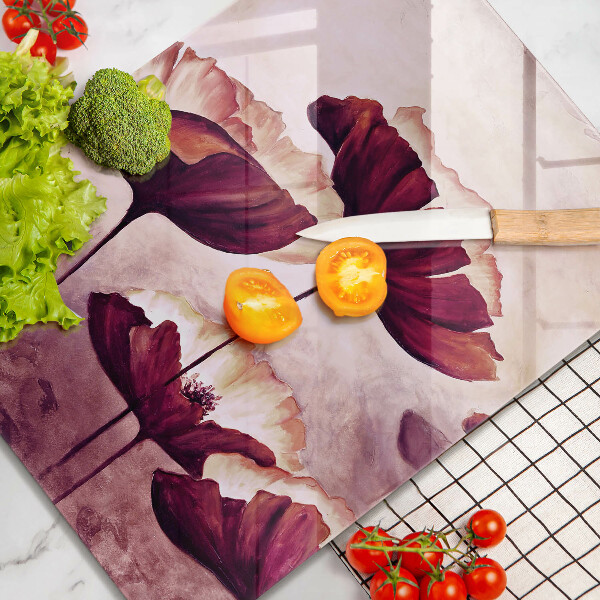 Skleněná krájecí deska Malování květin