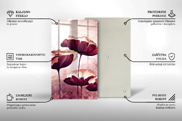 Skleněná krájecí deska Malování květin