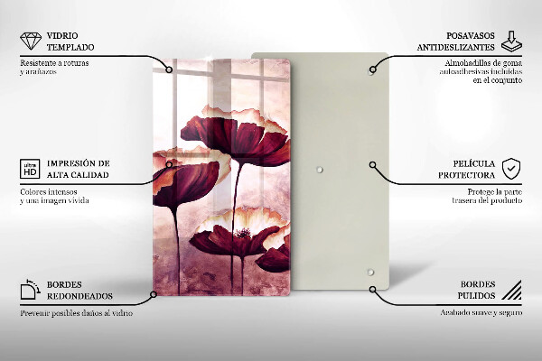 Skleněná krájecí deska Malování květin