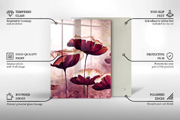 Skleněná krájecí deska Malování květin