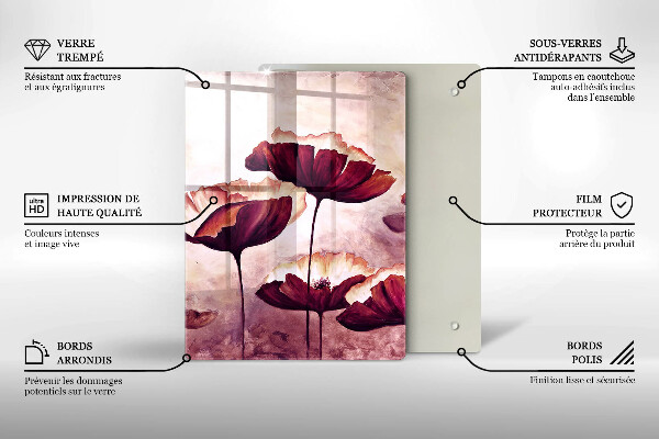 Skleněná krájecí deska Malování květin