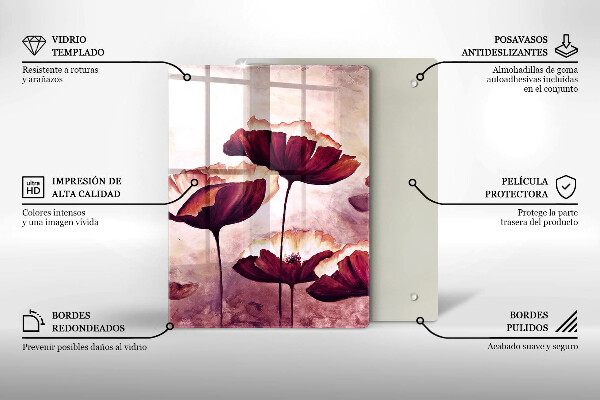 Skleněná krájecí deska Malování květin