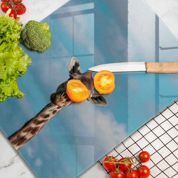 Skleněná krájecí deska Žirafa a nebe