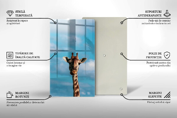 Skleněná krájecí deska Žirafa a nebe