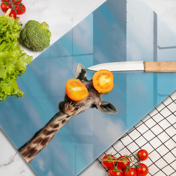 Skleněná krájecí deska Žirafa a nebe