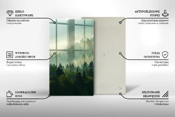 Skleněné krájecí prkénko Krajina Pohled na les