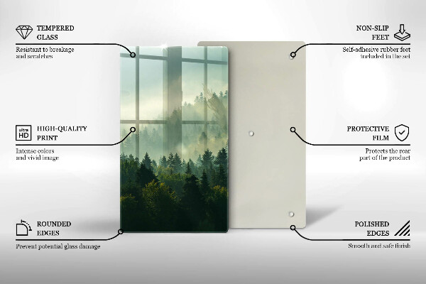 Skleněné krájecí prkénko Krajina Pohled na les