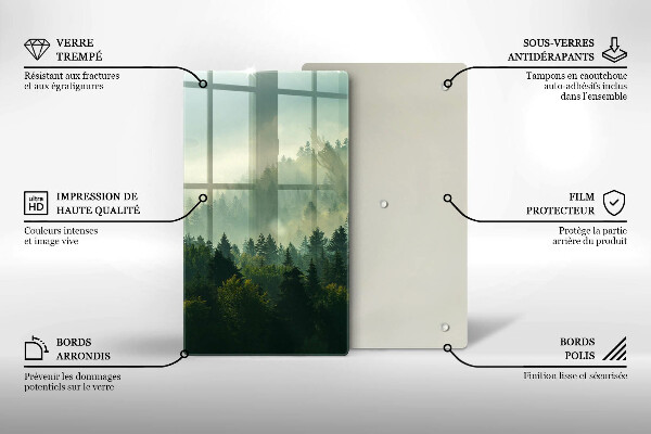 Skleněné krájecí prkénko Krajina Pohled na les