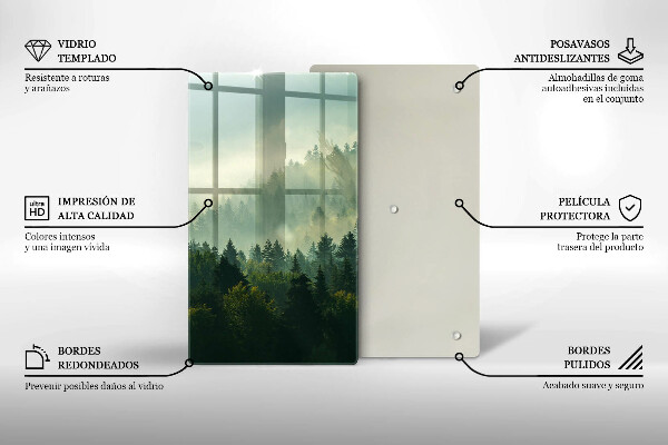 Skleněné krájecí prkénko Krajina Pohled na les