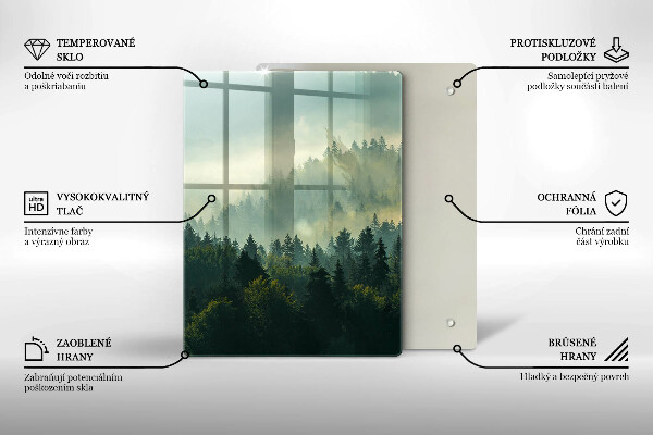 Skleněné krájecí prkénko Krajina Pohled na les