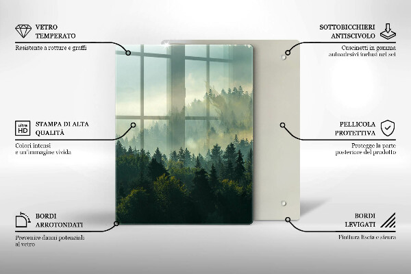 Skleněné krájecí prkénko Krajina Pohled na les