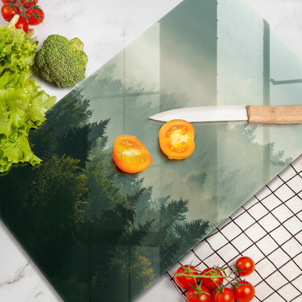 Skleněné krájecí prkénko Krajina Pohled na les