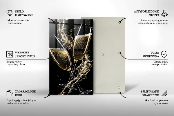 Skleněná krájecí deska Sklenice šampaňského