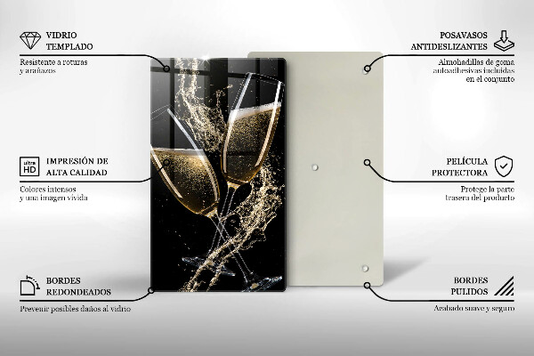 Skleněná krájecí deska Sklenice šampaňského