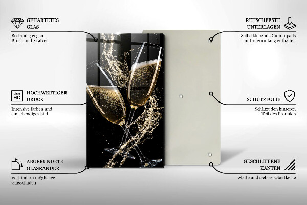 Skleněná krájecí deska Sklenice šampaňského