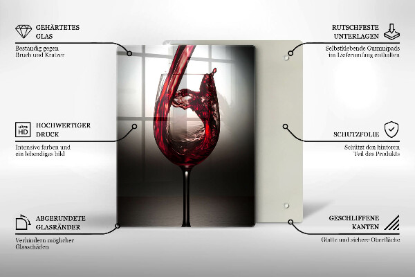 Skleněná krájecí deska Sklo a červené víno