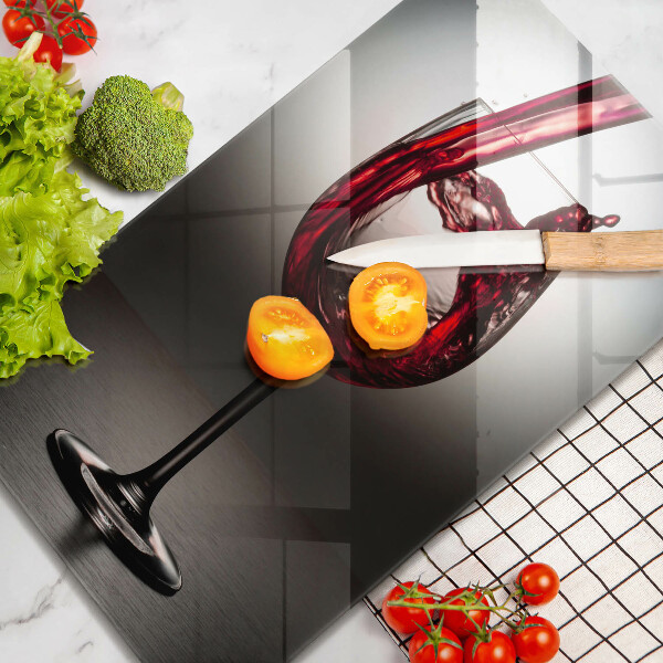 Skleněná krájecí deska Sklo a červené víno