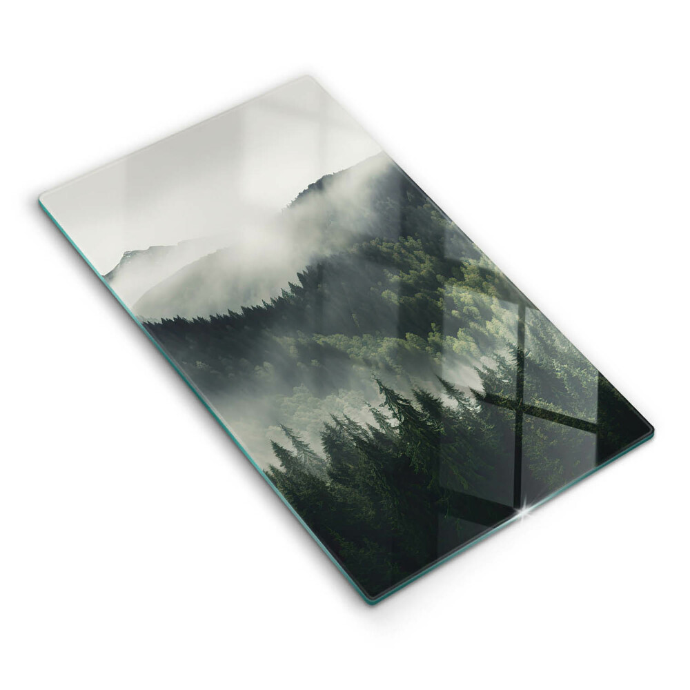 Skleněná krájecí deska Les a mlha krajina