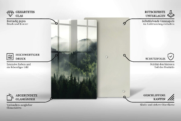 Skleněná krájecí deska Les a mlha krajina