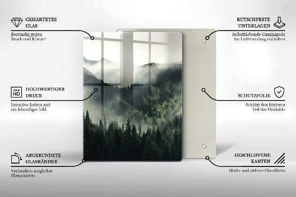 Skleněná krájecí deska Les a mlha krajina