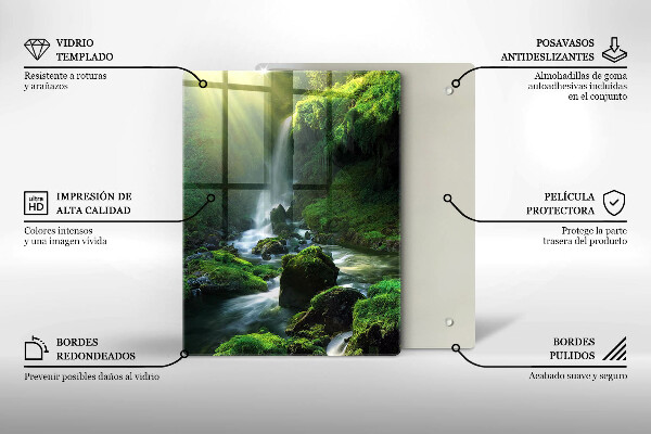 Skleněná krájecí deska Vodopád v džungli