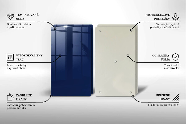 Skleněné krájecí prkénko Modrá barva