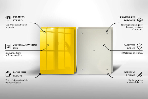 Krájecí prkénko skleněné Žlutá
