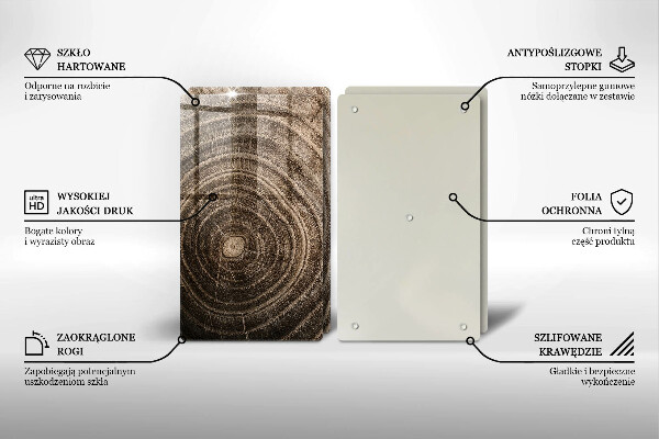 Skleněná krájecí deska Dřevěné kroužky