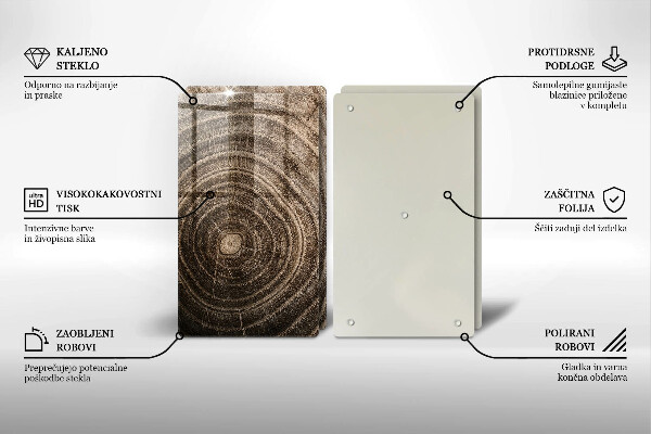 Skleněná krájecí deska Dřevěné kroužky