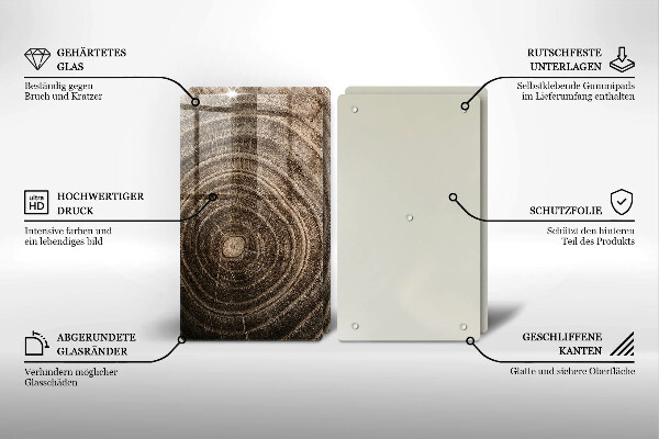 Skleněná krájecí deska Dřevěné kroužky