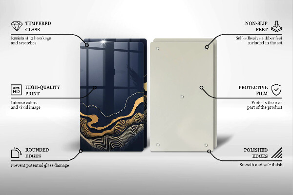 Skleněná krájecí deska Abstraktní zlaté čáry