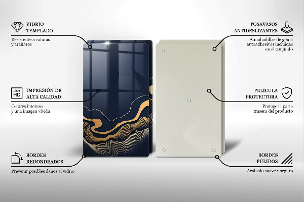 Skleněná krájecí deska Abstraktní zlaté čáry