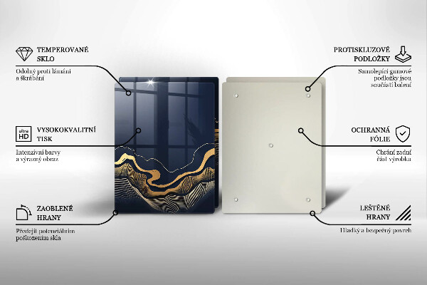 Skleněná krájecí deska Abstraktní zlaté čáry