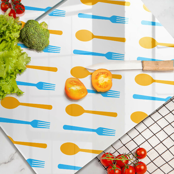 Skleněná krájecí deska Vidličky a lžíce