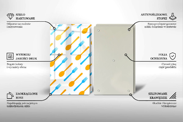 Skleněná krájecí deska Vidličky a lžíce