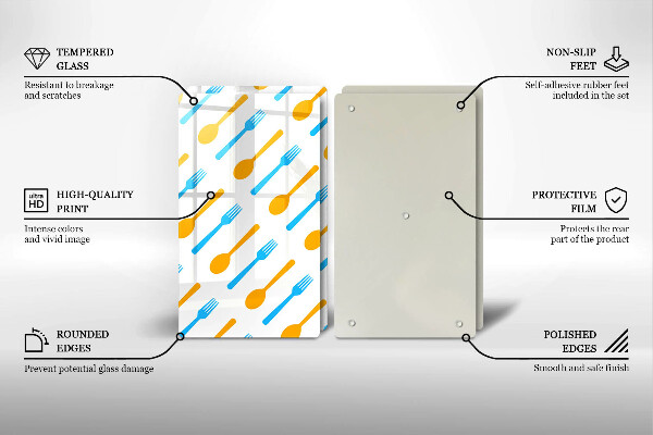 Skleněná krájecí deska Vidličky a lžíce