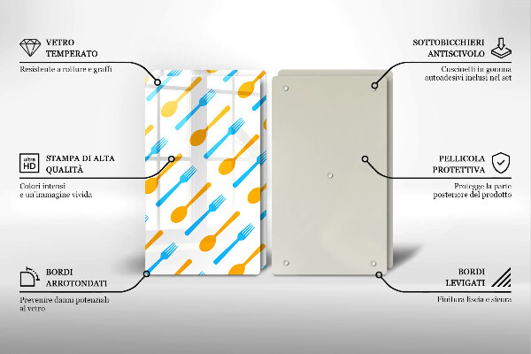 Skleněná krájecí deska Vidličky a lžíce