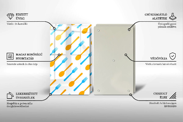 Skleněná krájecí deska Vidličky a lžíce