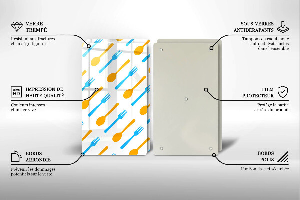 Skleněná krájecí deska Vidličky a lžíce