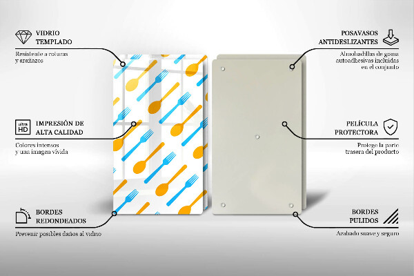 Skleněná krájecí deska Vidličky a lžíce