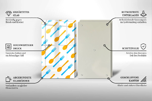 Skleněná krájecí deska Vidličky a lžíce