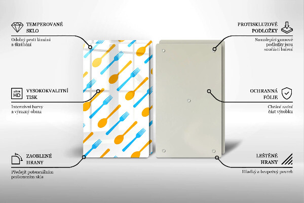 Skleněná krájecí deska Vidličky a lžíce