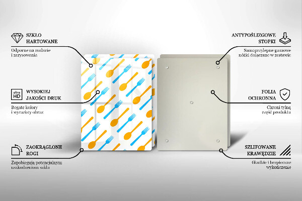 Skleněná krájecí deska Vidličky a lžíce