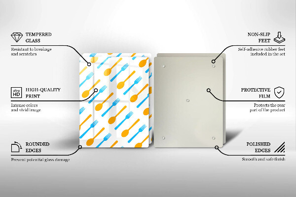 Skleněná krájecí deska Vidličky a lžíce